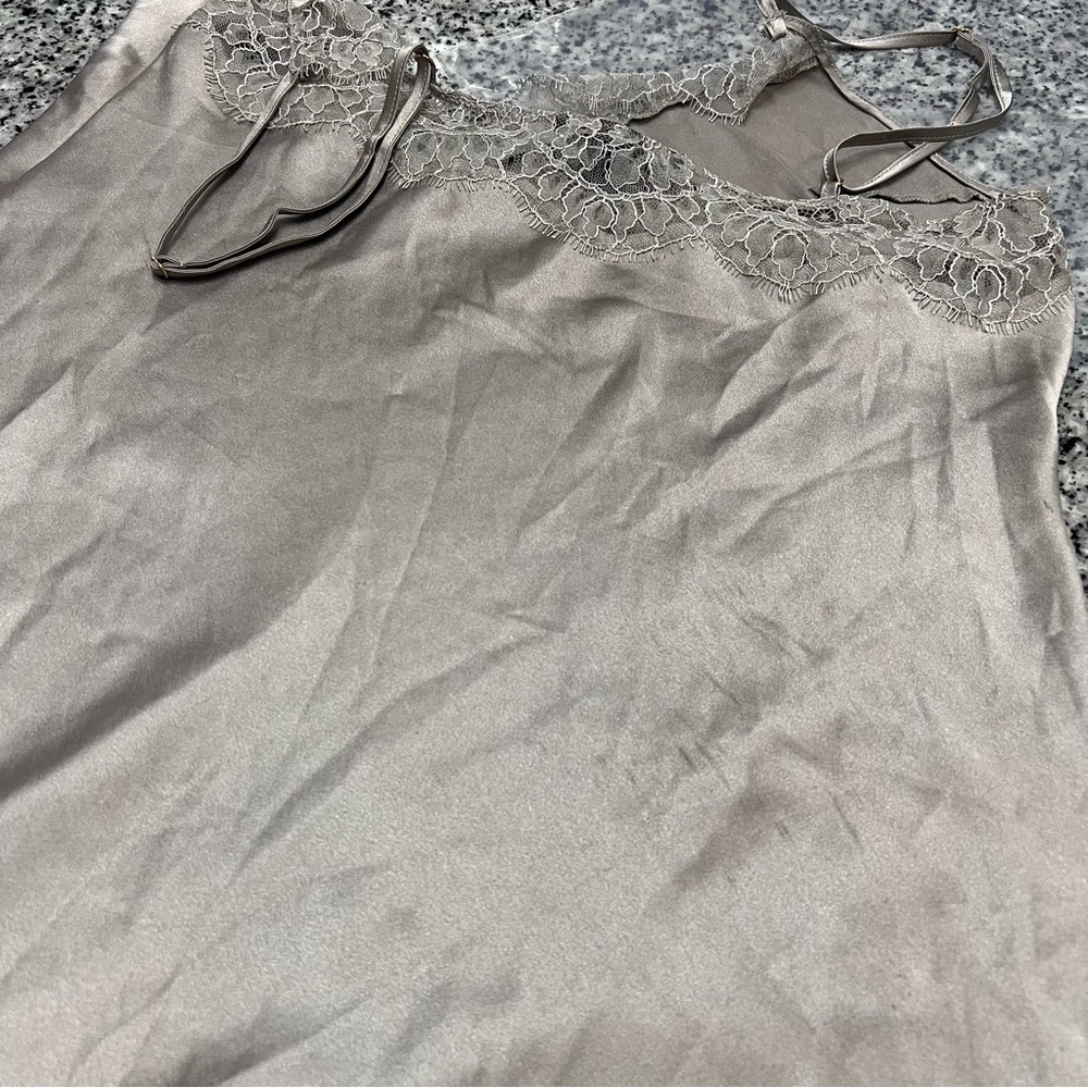 Victoria's Secret‎ nude Satin Chemise with Lace size Large - Picture 7 of 8